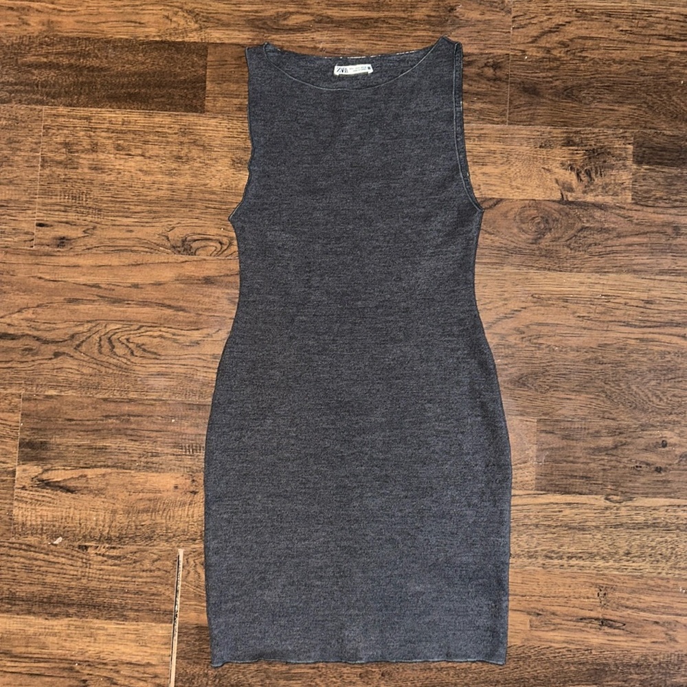 Zara sleeveless mock neck grey dress